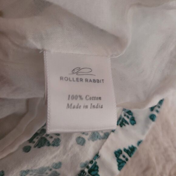 Roller Rabbit Girls Dress Size 4 White Green Embroidered Ruffle Summer - Picture 10 of 10
